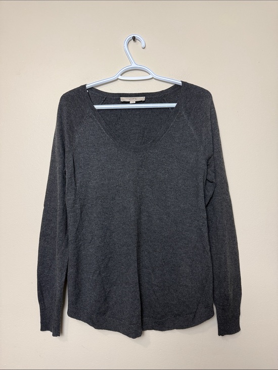 LOFT Tops - LOFT Charcoal Scoop Neck Long Sleeve Top size M